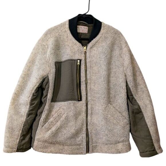 We The Free x Free People Revington Sherpa Jacket Women's Size M - Ivory & Olive - Picture 5 of 9